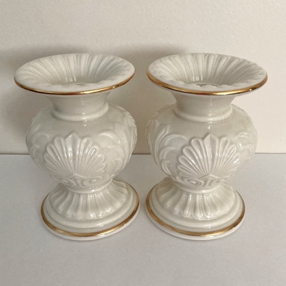 Vintage Lenox Athenian Candlesticks  Porcelain Gold Trimmed - Picture 4 of 6